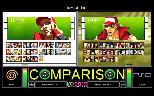 拳皇 2001(Dreamcast vs PlayStation 2)并排对比