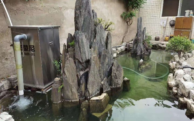 庭院鱼池，使用鱼池过滤器，水质清澈，水清鱼跃！