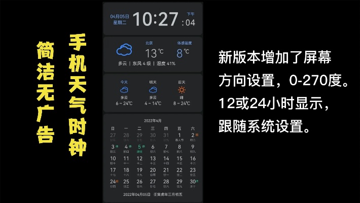 手机桌面天气日历时钟，桌面天气预报，旧手机改造利用，更新2