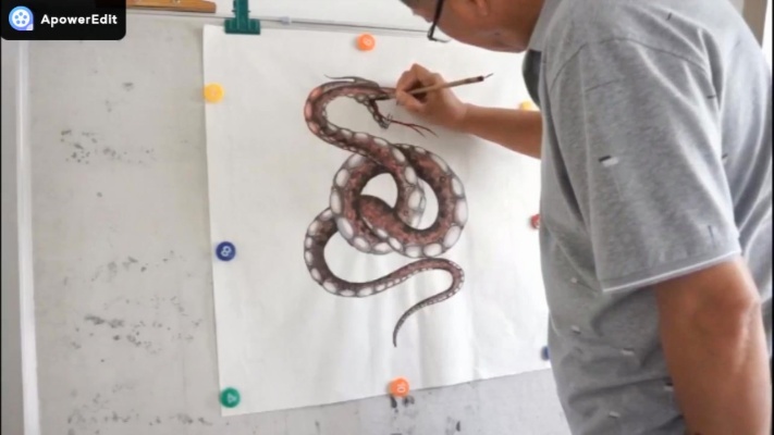 十二生肖朱砂属相画之六-巳蛇