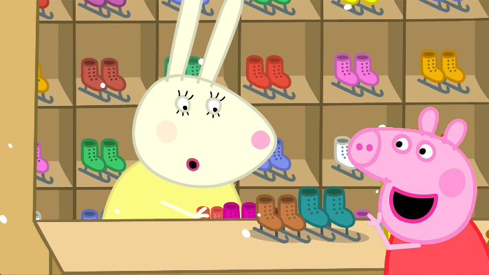小猪佩奇去兔小姐店里买滑冰鞋 简笔画