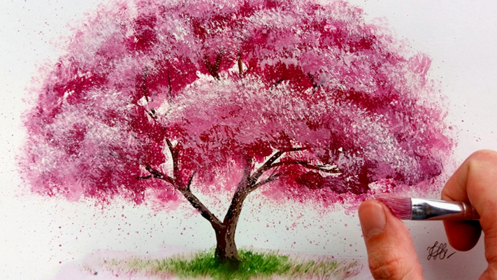 如何用水彩画出“真实”的樱花树？俄罗斯画家的晕染手法太厉害了