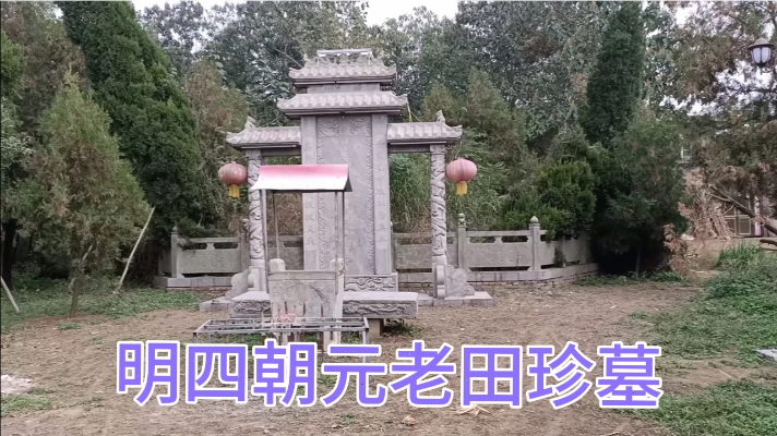 明朝四朝元老田珍墓，在豫东小村内，神道南北长500米