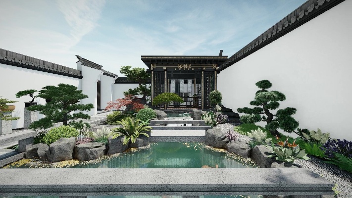 100平中式庭院设计#庭院设计#中式庭院#花园设计