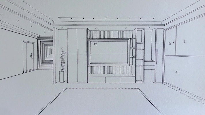 手绘客厅电视柜阳台柜一体设计，手绘效果都这么好看