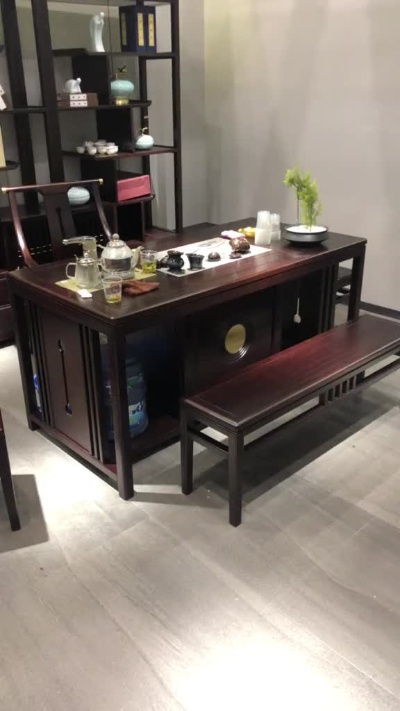 新中式实木茶台，书桌，书椅，北美黑胡桃，非洲乌金木#