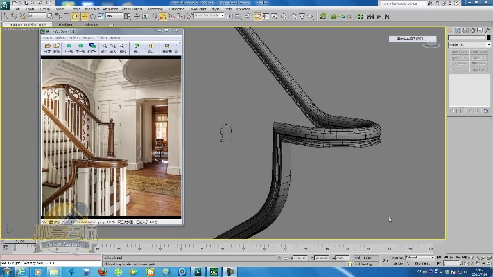 3dmax室内效果图 家装设计 基础教学056：强拐角楼梯扶手制作