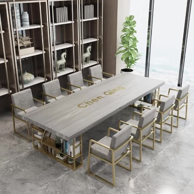 实木创意会议桌长桌简约现代可收纳办公桌长方形办公室茶桌椅组合