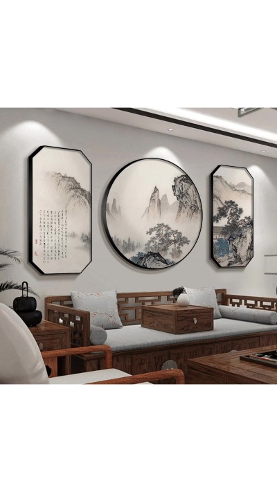 2022新款中式客厅装饰画沙发背景墙挂画办公室壁画山水画书房茶室