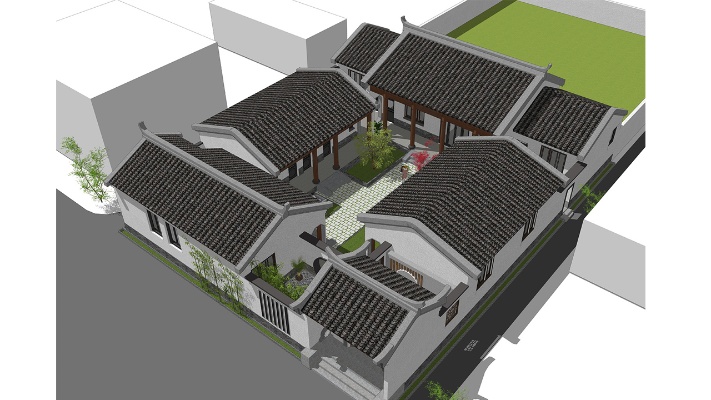 安徽农村四合院设计仿古建筑花费42万施工造价，简单实用乡村房屋
