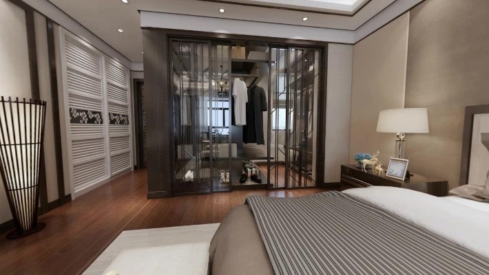 新中式设计：卧室全景，男人的衣柜，懒人的衣柜