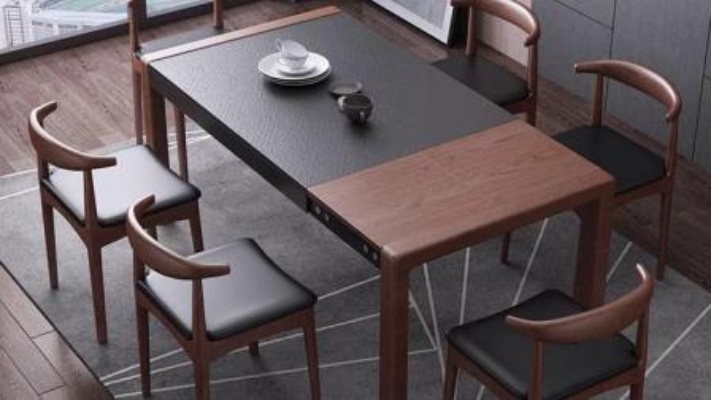 梓图 住宅家具实木沙发北欧火烧石餐桌椅组合现代简约家用长方形大小户型可伸缩实木餐桌