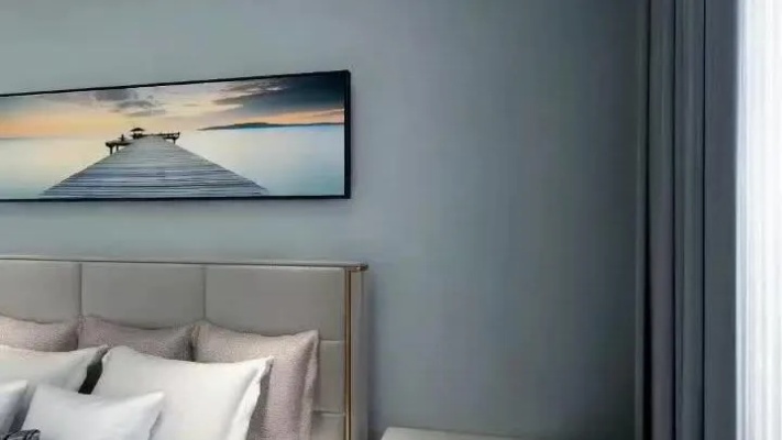 这样的卧室你们喜欢吗？一个纯色床头背景墙，简单又大方。关注我，持续更新…#室内设计#装修效果图