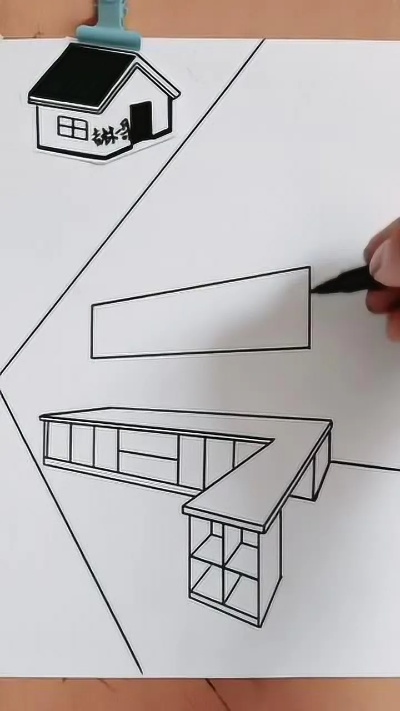 手绘橱柜结构样式布局图