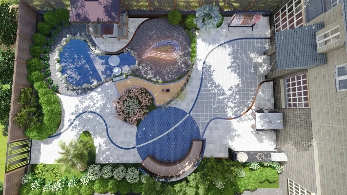 165平方米现代简约风：家里有院子的一定要设计个养鱼池，寓意富贵有余，这钱花的绝对值