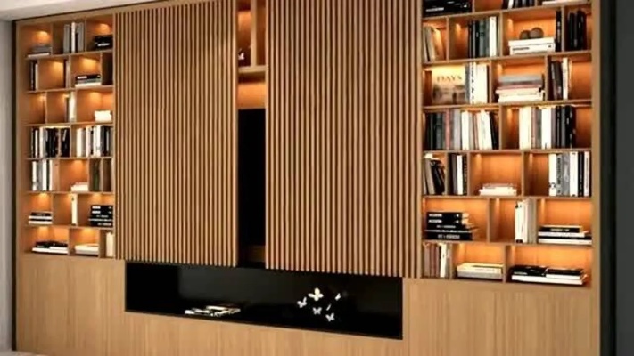 现在客厅不流行做电视背景墙了，这样做书架，既是客厅又可以当书房！